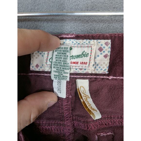 Vintage Abercrombie & Fitch Wine Red Corduroy Flare Pants Womens 4 90s y2k - Picture 9 of 11
